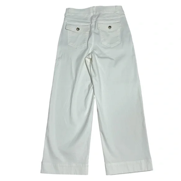 Spanx Stretch Twill Cropped Wide Leg Pant-Bright White Size Medium Style 20312R - Picture 2 of 9